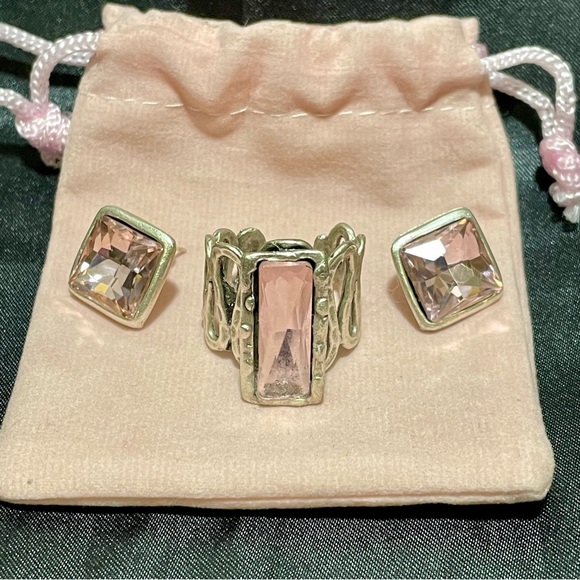 Nordstrom Jewelry - Nordstrom's Rack Fashion Jewlry-Silver and Pink Cubic Zyrconia Ring/Earrings Set